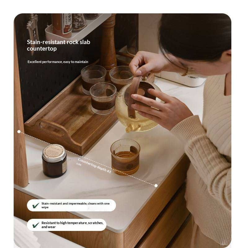 Oak Solid Wood Modern Rock Board Side High Buffet