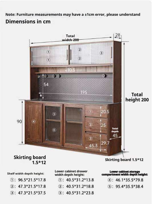 Black Walnut Solid Wood Sideboard Hole Storage