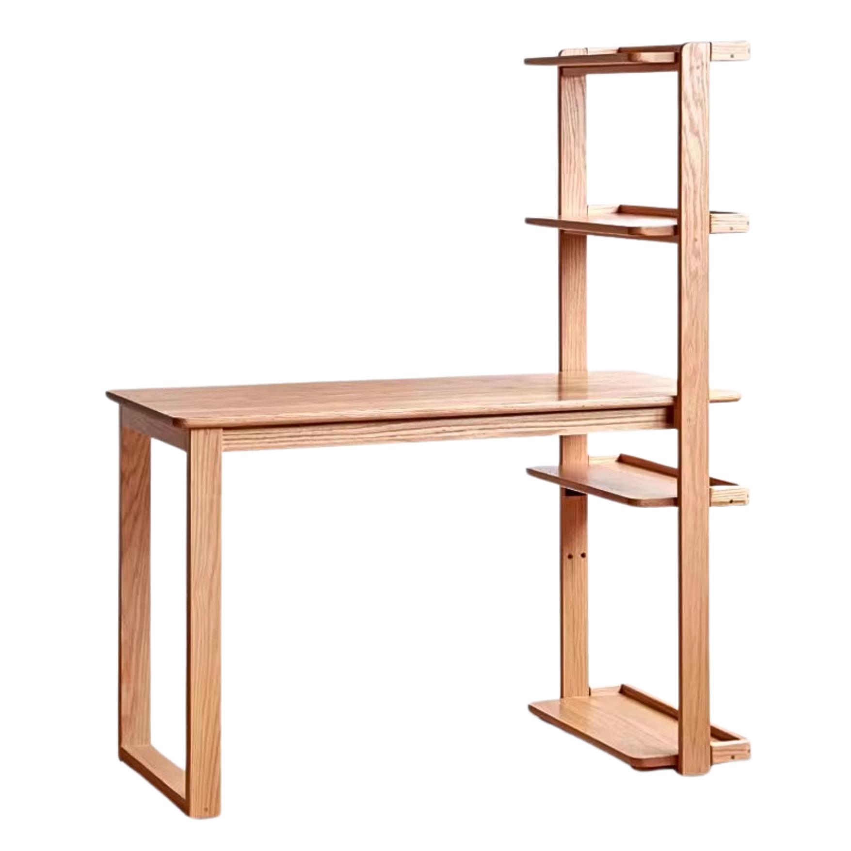 Oak Solid wood corner desk bookshelf integrated-