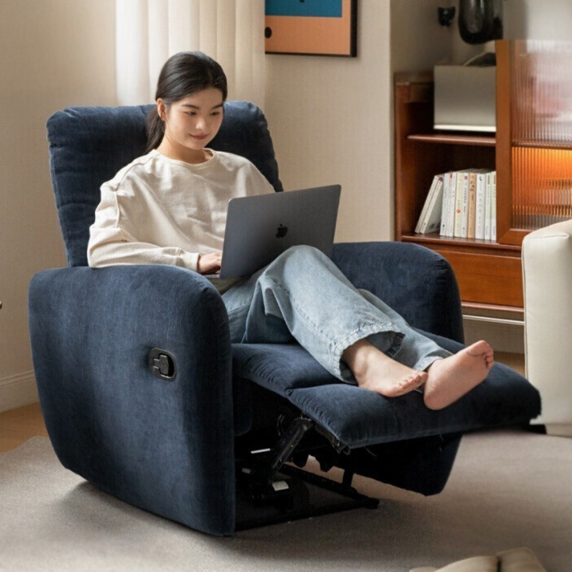 Fabric Chair Modern Simple Single Retractable Recliner
