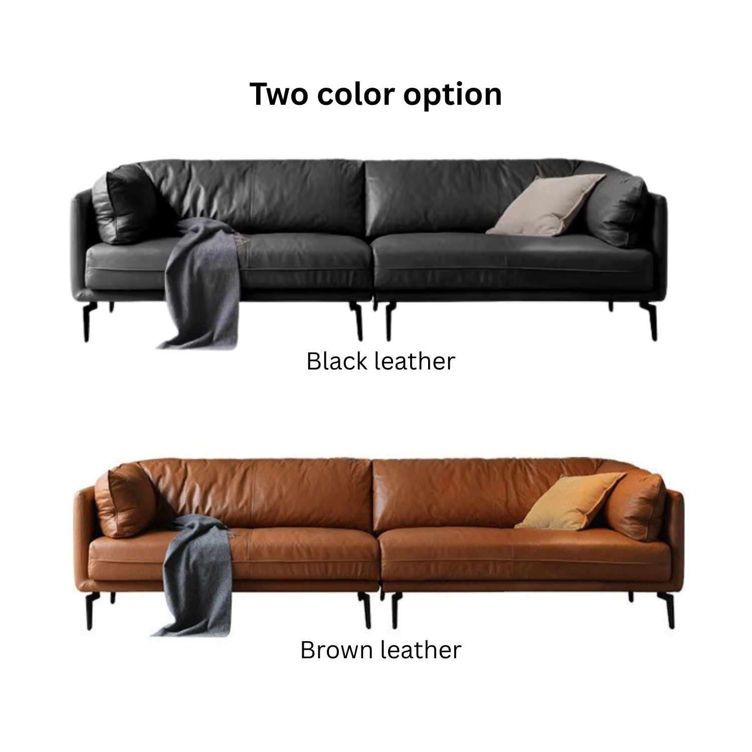 First Layer Cowhide, Organic Leather ,Tech Fabric Italian Style Sofa.