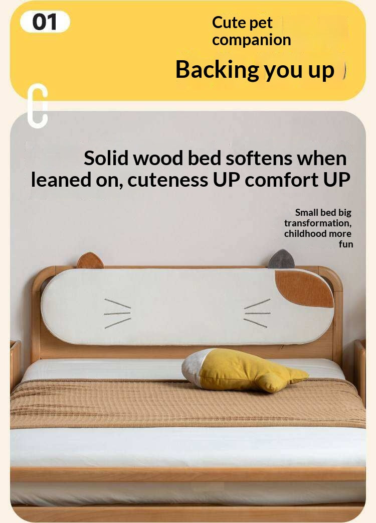 Kids Upholstered Bed with Soft Padded Headboard, Removable Washable Cover