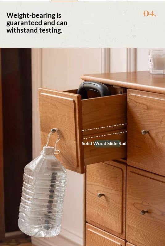 Cherry Solid Wood Retro Nine Bucket Cabinet