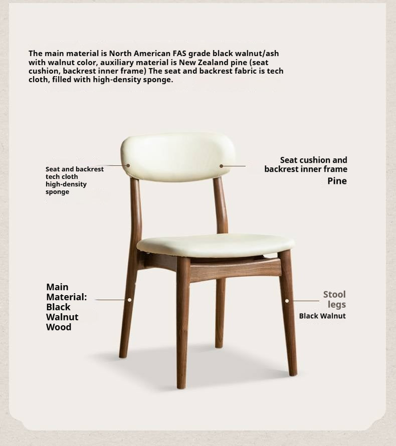 Set 4pcs Black Walnut Solid Wood Home Soft Back Dining Chair