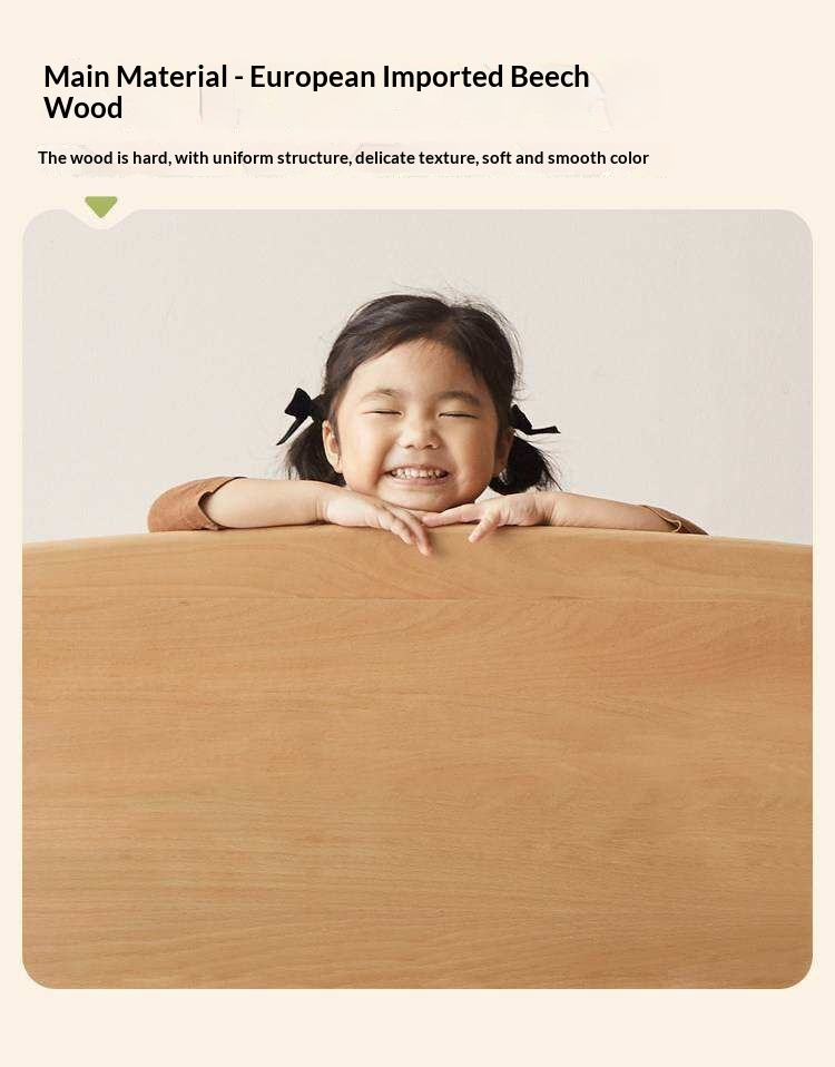 Beech Solid Wood Kids Montessori Platform Bed with Cloud Headboard