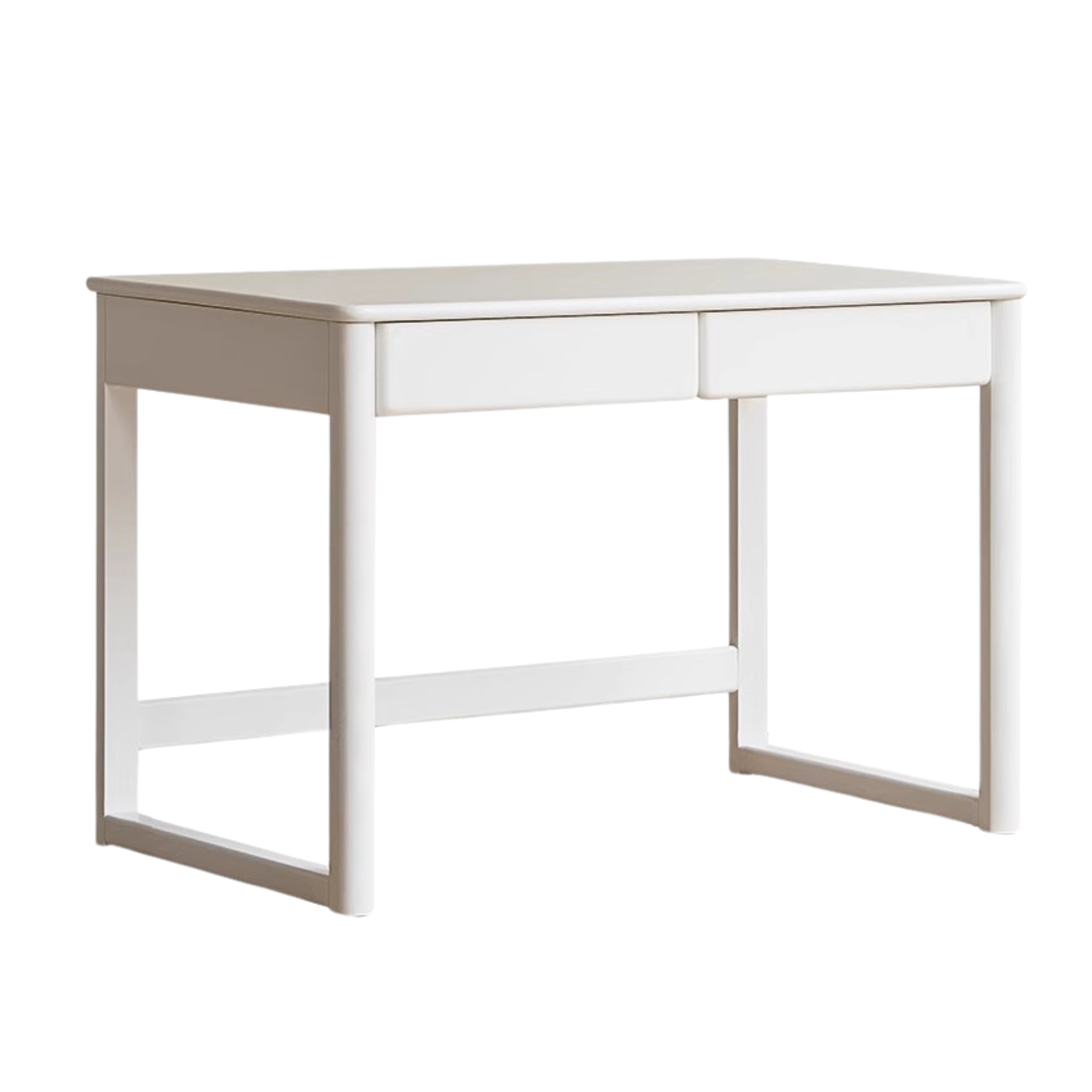 Poplar solid wood study table writing desk white cream