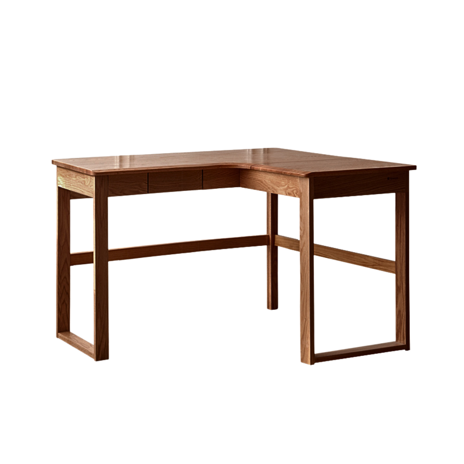 Oak Solid Wood L-shaped Corner Office Desk