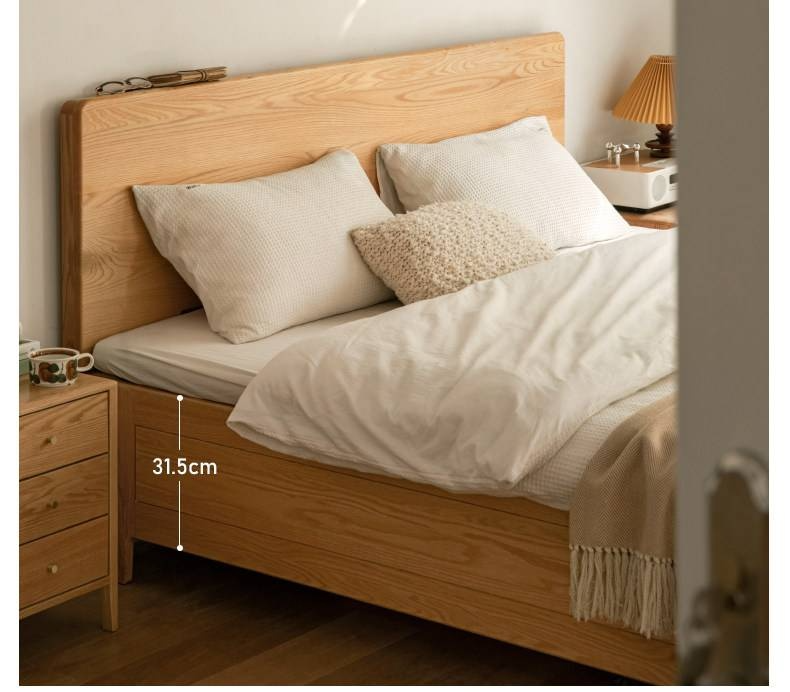 Oak Solid Wood Box Bed — Modern Minimalist Bed