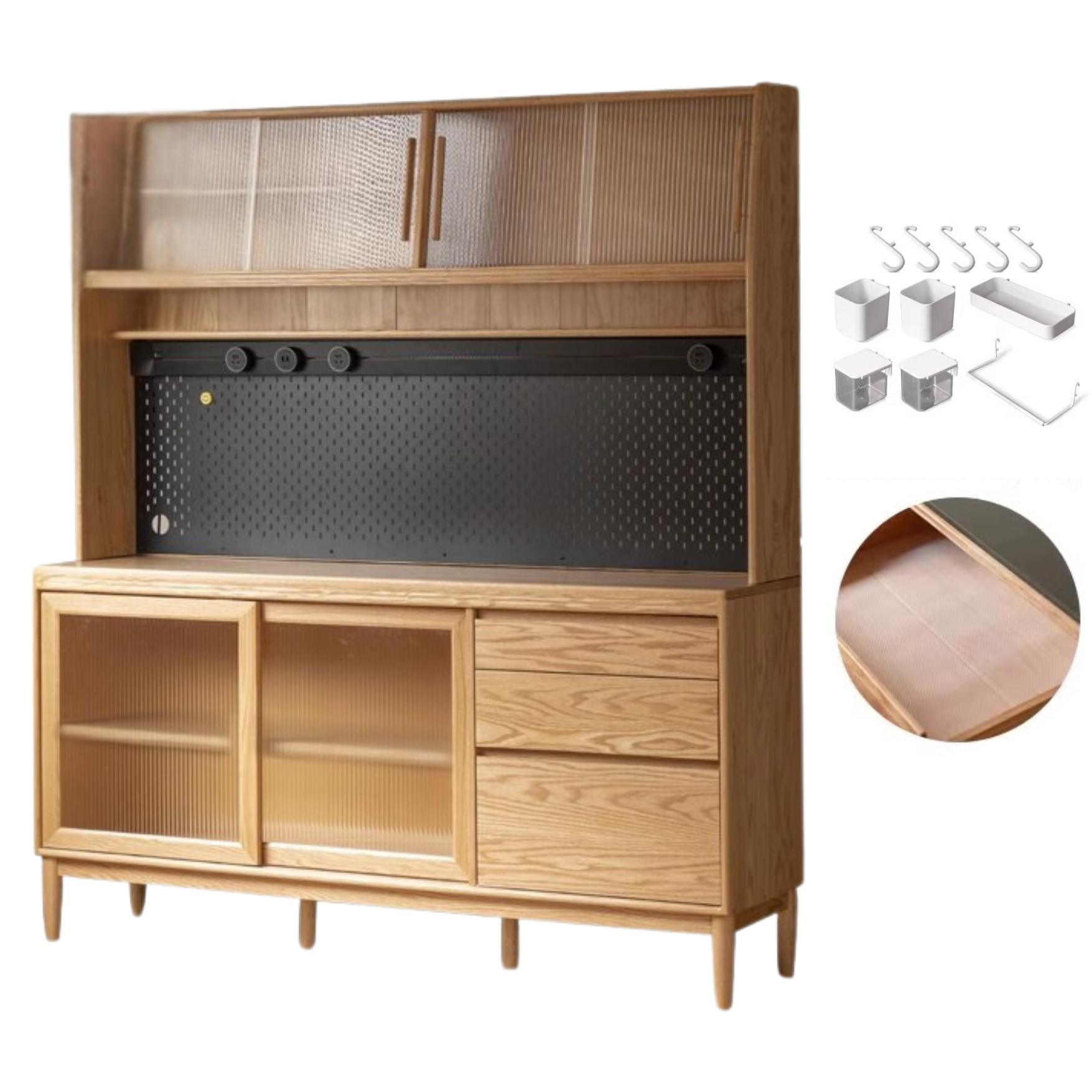 Oak Solid Wood Large Capacity Storage Sideboard,