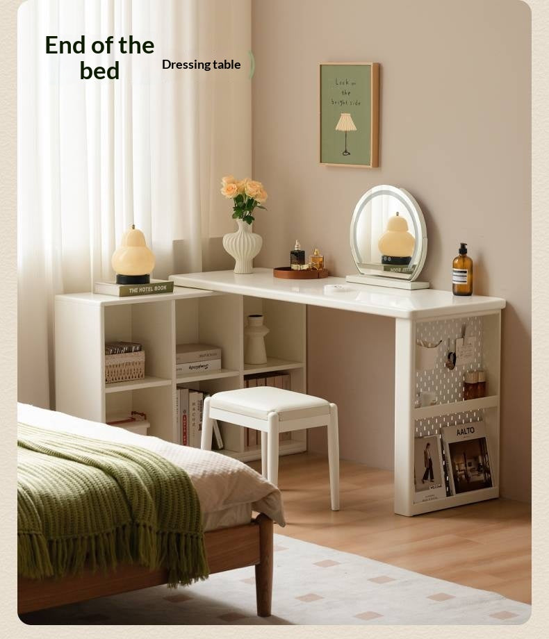 Rubberwood Solid Wood Cream Style Office Desk