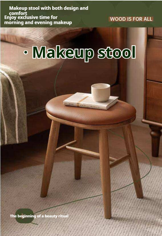 Ash, Cherry Solid Wood Dressing Stool