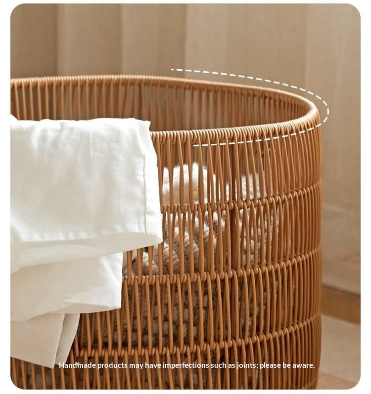 Solid RubberWood Cream Style Kids Nightstand And Toy Storage Basket