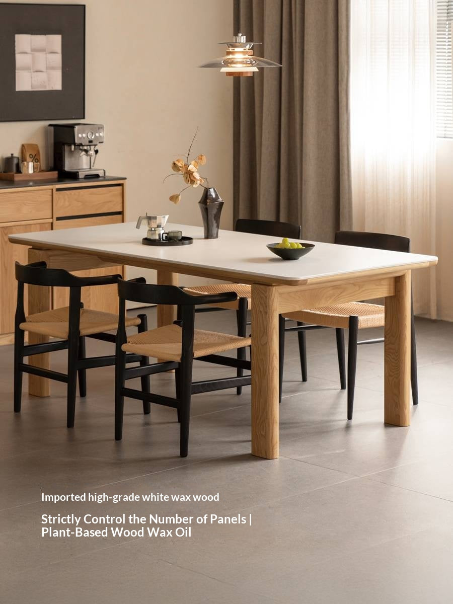 White Ash Solid Wood Restaurant Slab Dining Table