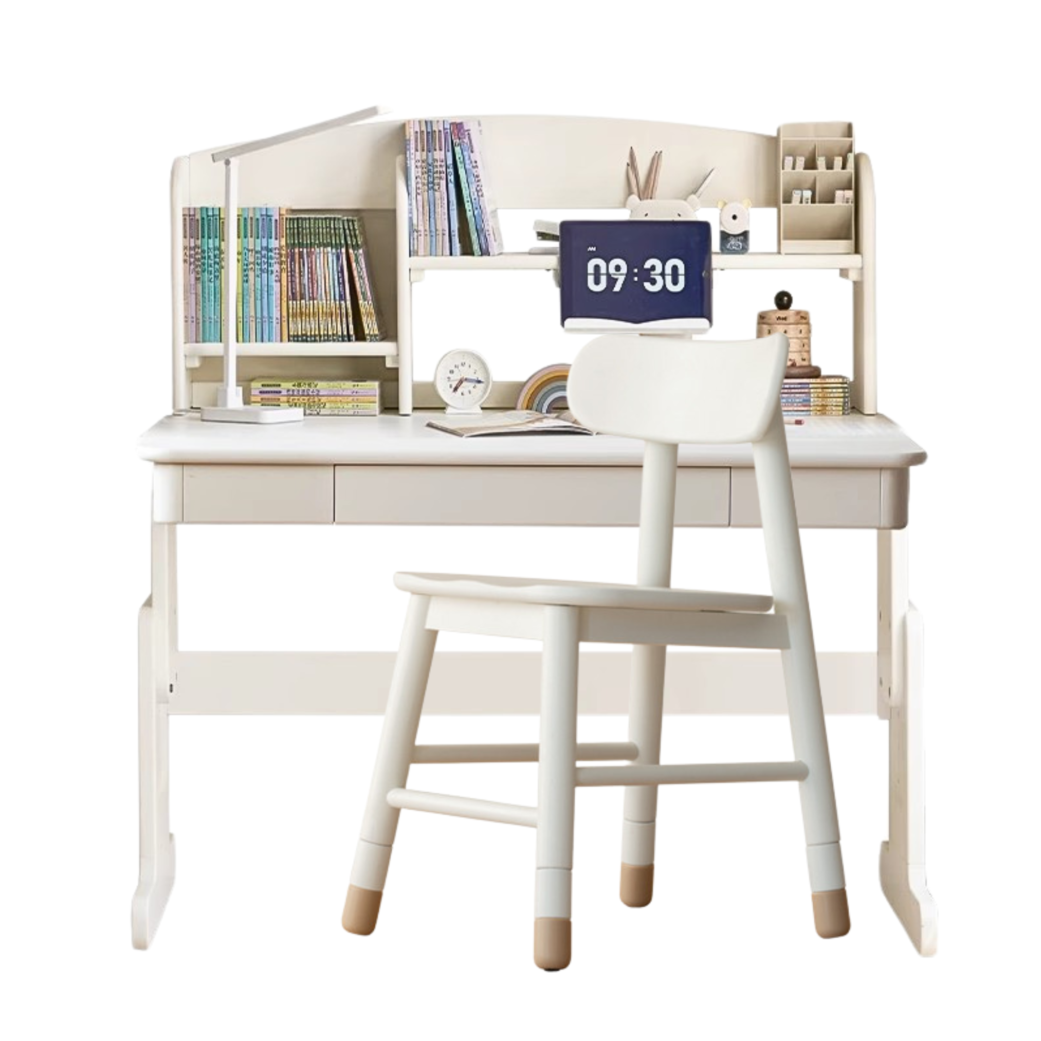 Beech Solid wood lift study desk  adjustable white children's desk