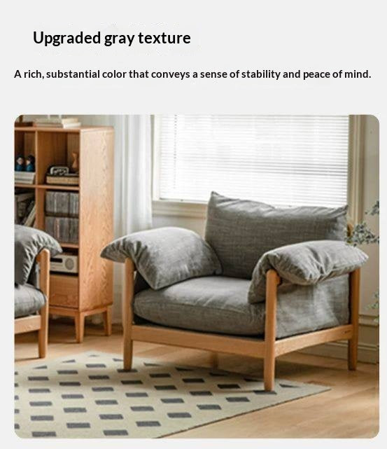 Oak Solid Wood Modern Fabric Sofa