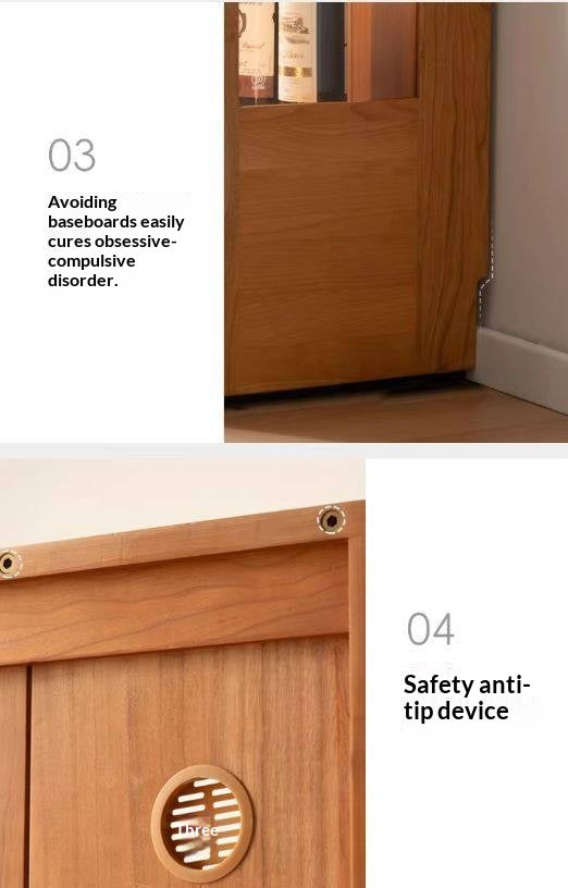 Cherry Solid Wood Bookcase with Glass Display Cabinets