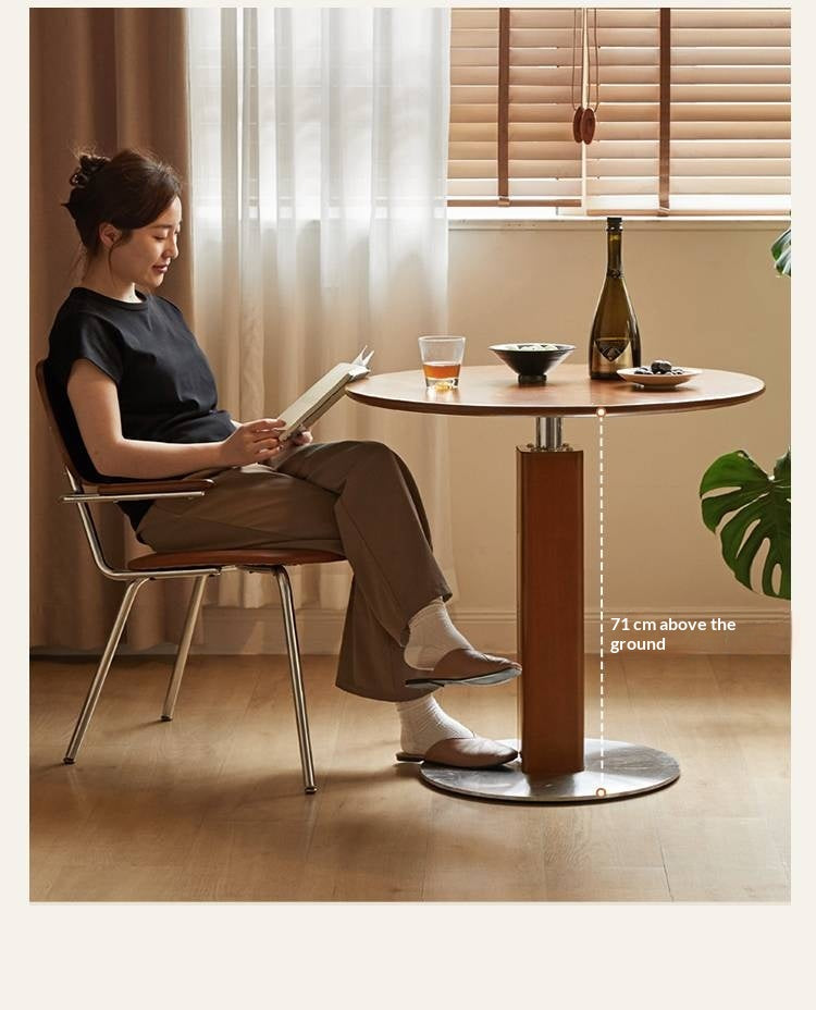 Poplar Solid Wood Vintage Round Bauhaus Style Dining Table