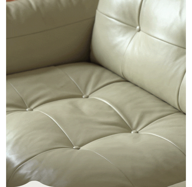 Cherry Wood Genuine Leather Down Straight Row Sofa"
