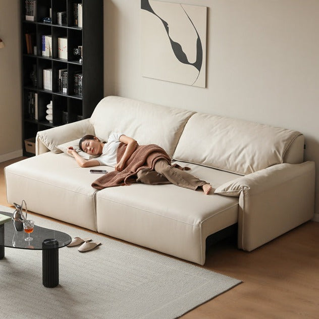 Electric sofa bed foldable dual-purpose cream style white elephant ear retractable sofa+
