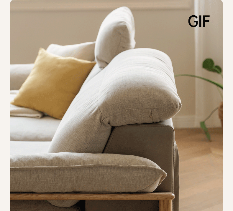 Oak solid Wood Fabric Sofa adjustable backrest)