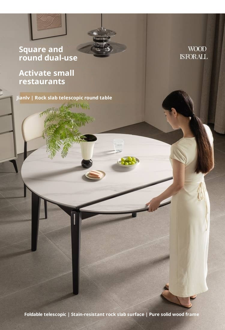Solid Rubberwood Modern Rock Plate Dining Table