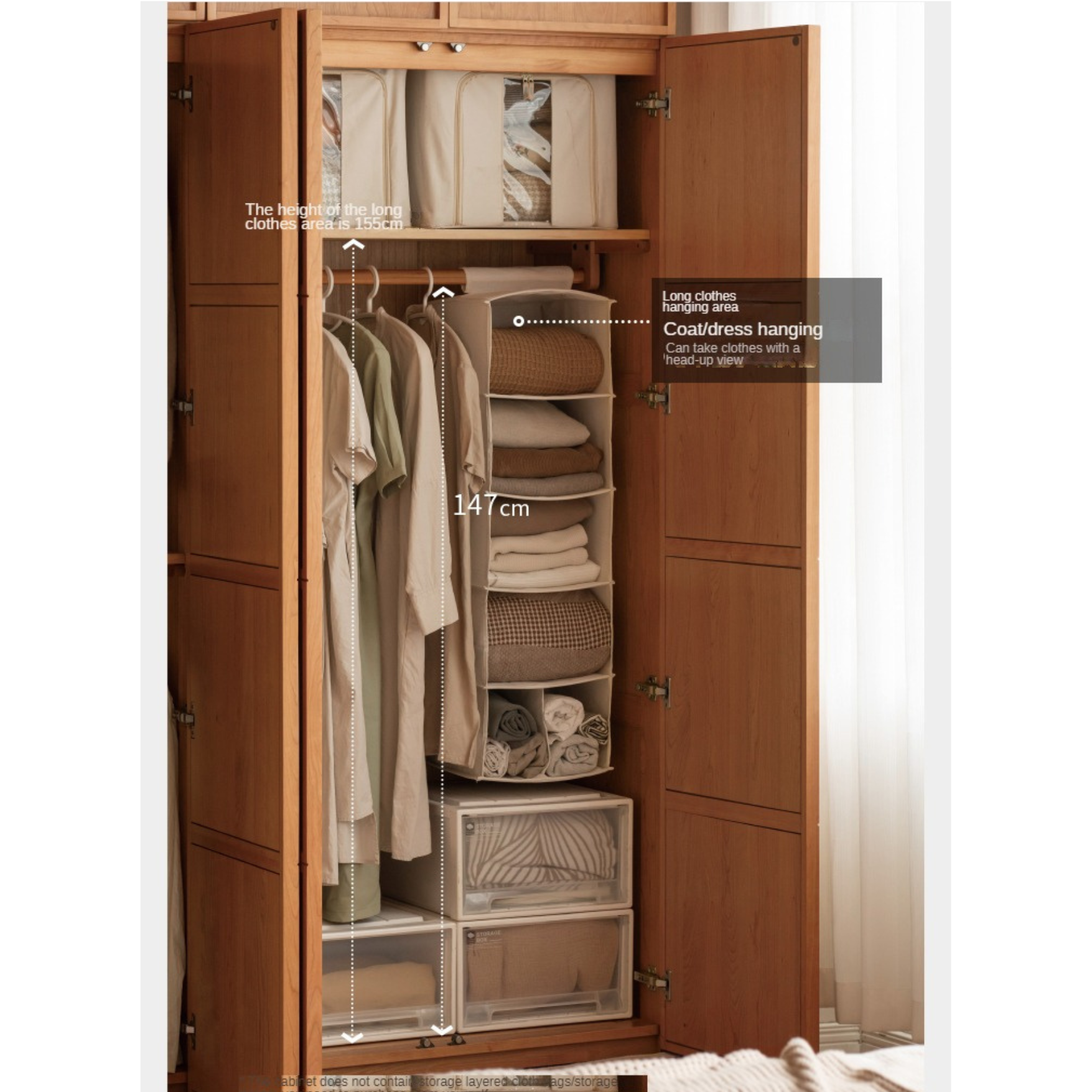 Cherry Wood Wardrobe Retro Style Skeleton Line: