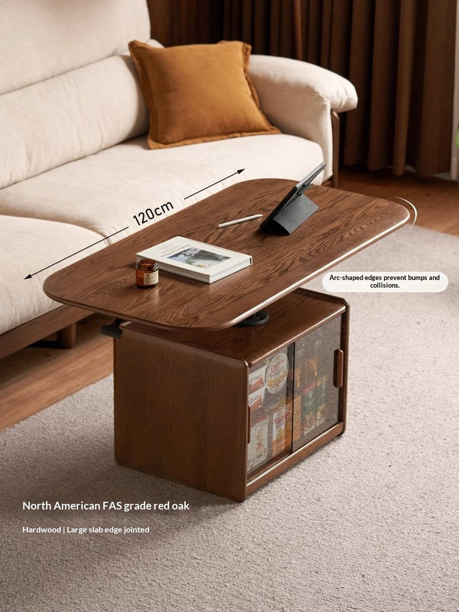 Oak Solid Wood Elevating Lifting Coffee Table