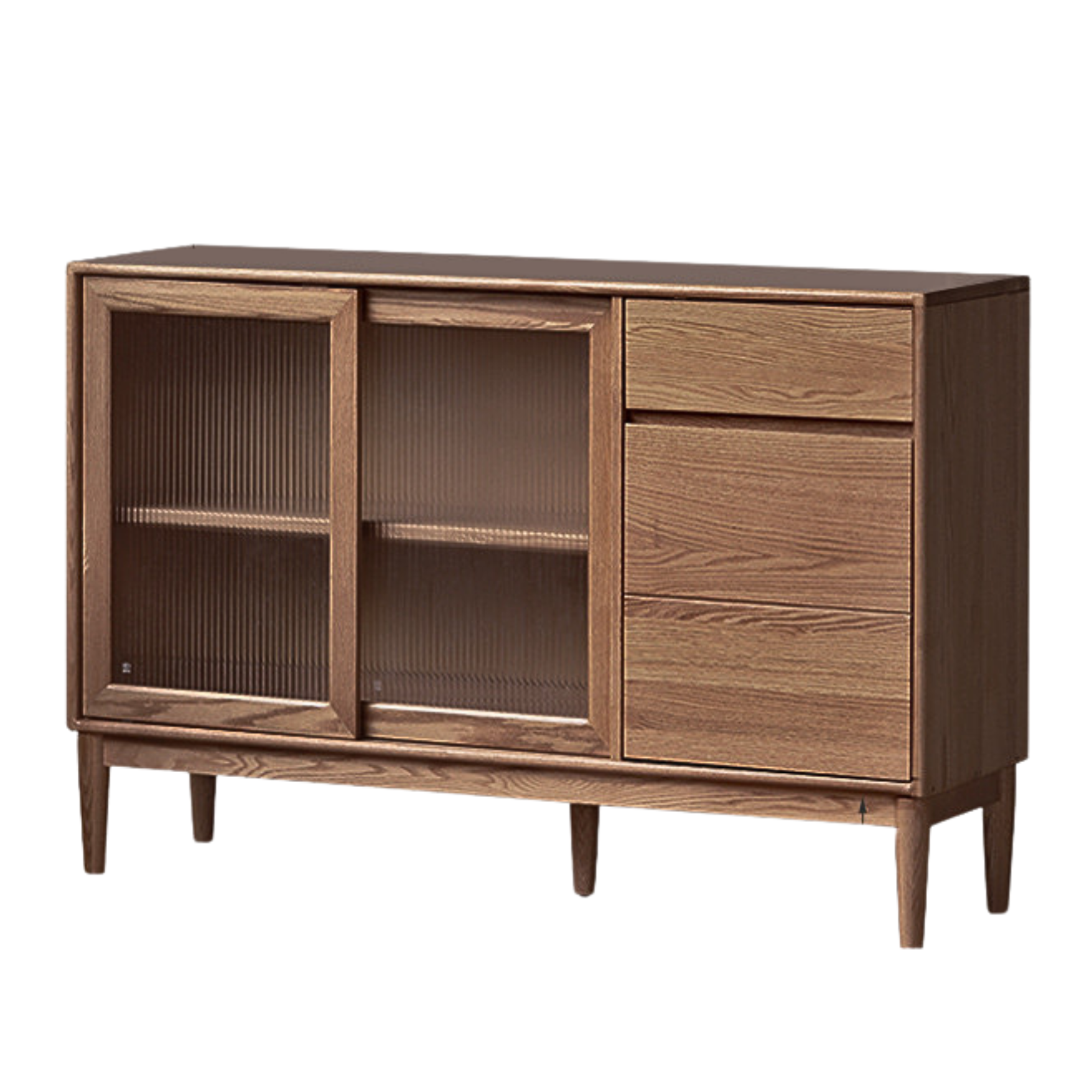 Oak solid wood modern dining sideboard against the wall,