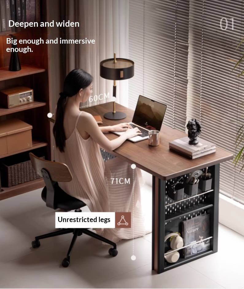 Black Walnut, Merbau Solid Wood Italian Light Luxury Computer Desk