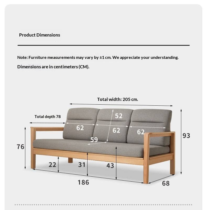 Beech Solid Wood Fabric Lounge Chair with Removable Cover