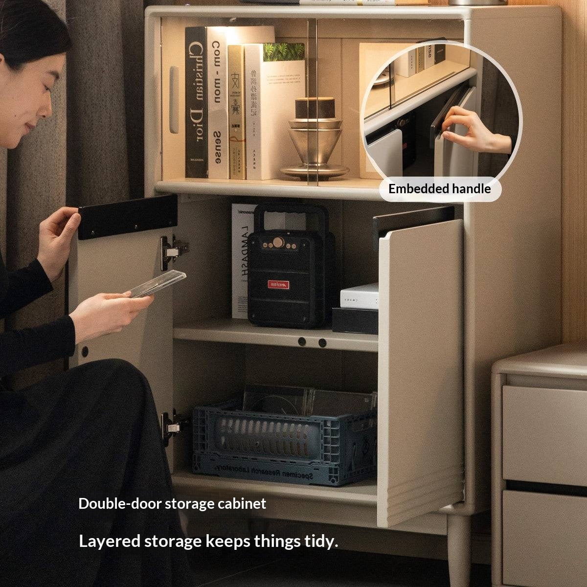 Poplar Solid Wood Italian Style Side Cabinet