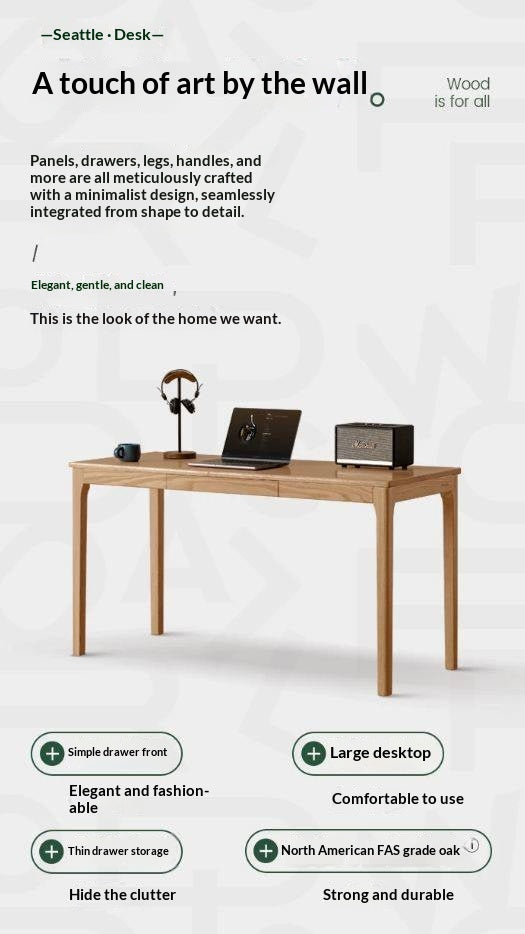 Oak Solid Wood Office Nordic Desk