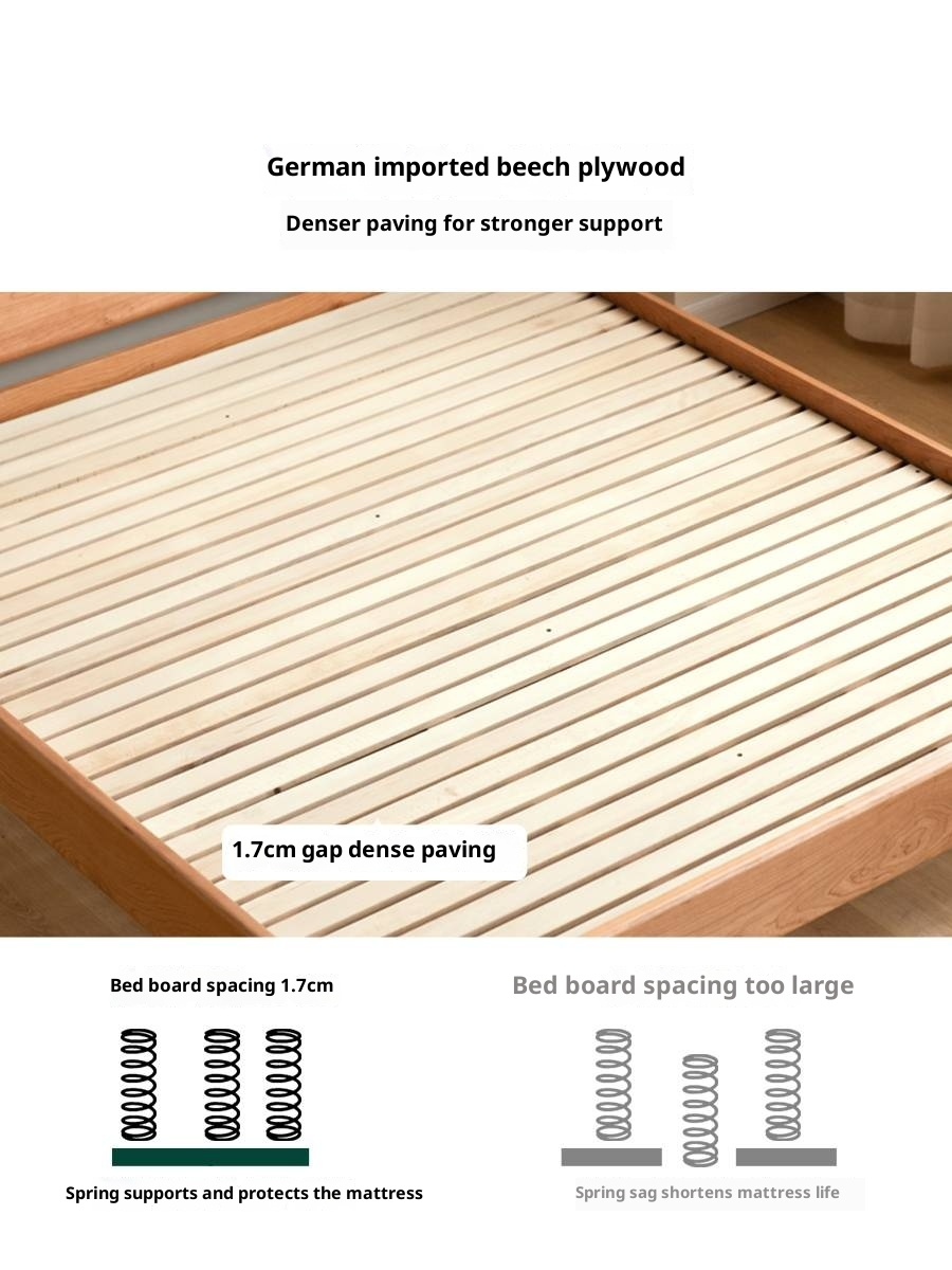 Cherry Solid Wood Bed Modern Style