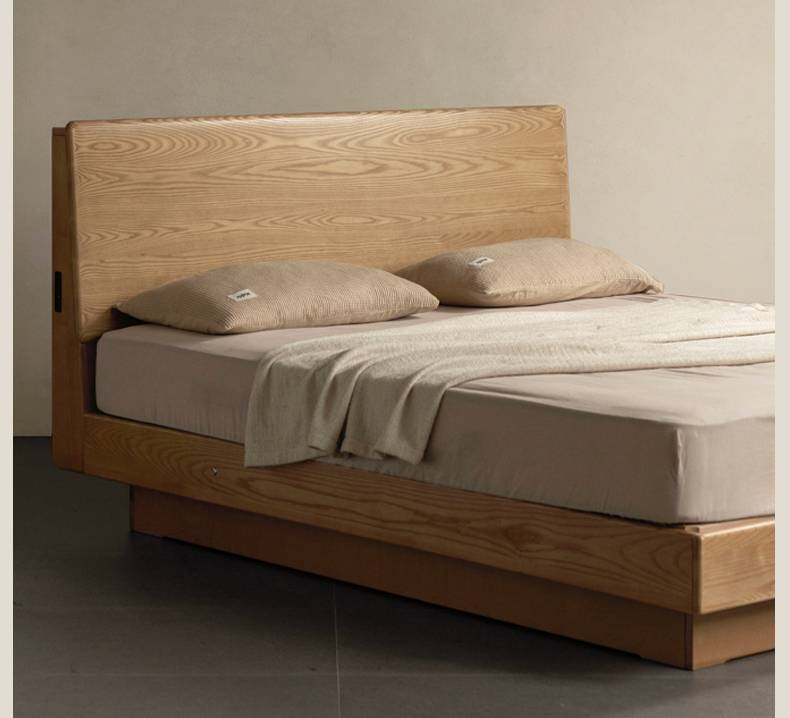 Ash Solid Wood Electric Storage Box Bed — Modern Minimalist Design