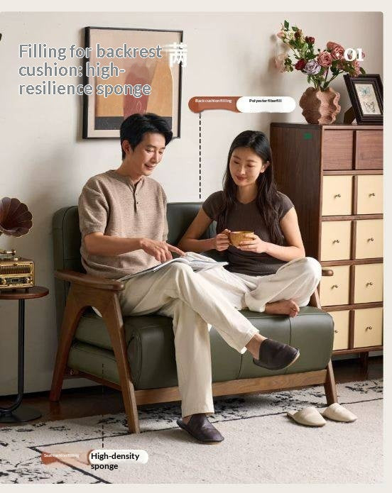Oak Solid Wood A-Frame Accent Chair with Adjustable Backrest and Sleeper Function