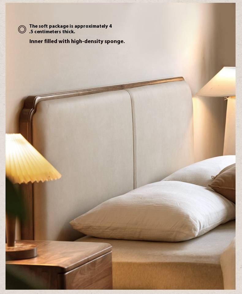 North American Black Walnut, Oak Technical Cloth Organic Leather Soft Suspended Bed