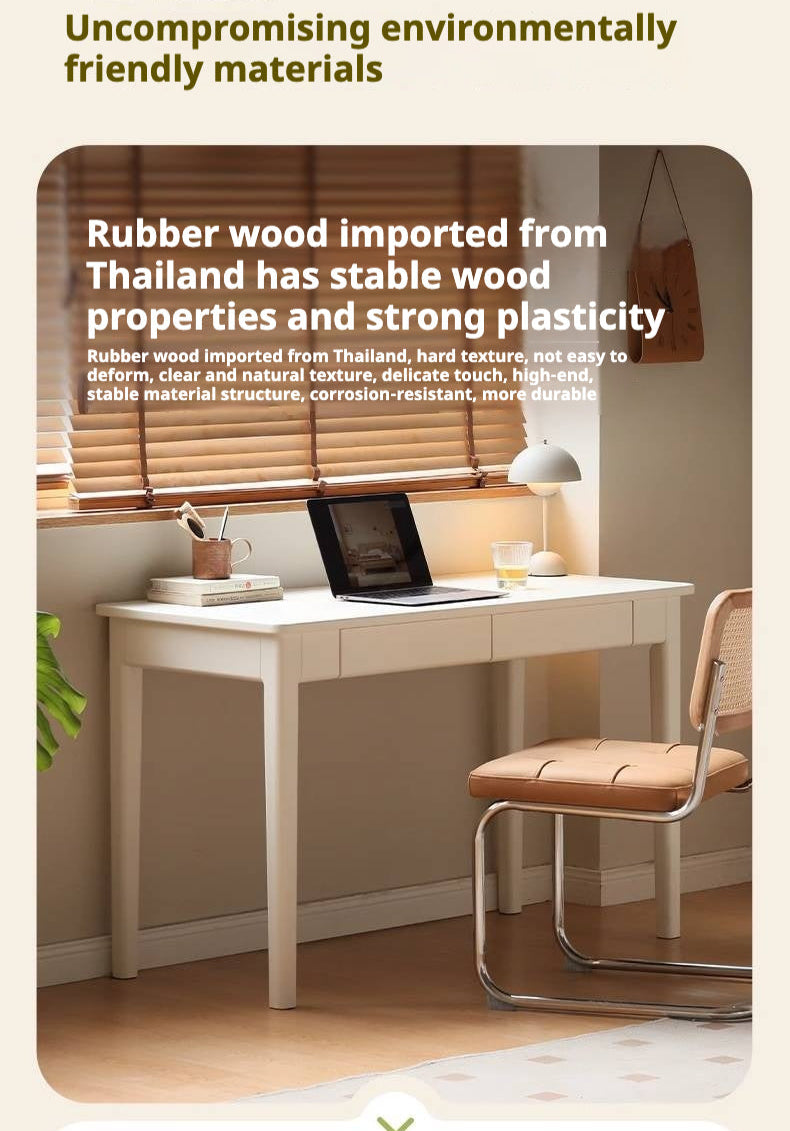 Solid RubberWood Wood Office Desk with Drawer