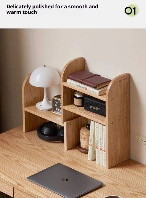 Solid Rubberwood, Oak Solid Wood Bookshelf Retractable