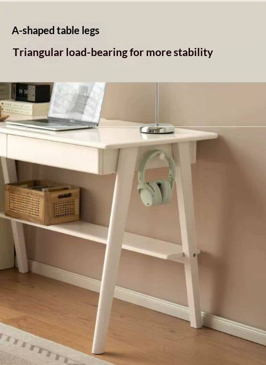 Solid Rubberwood Cream Wind Office Desk