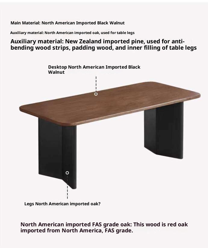 Black Walnut Solid Wood Dining Table with Italian Light Luxury Design