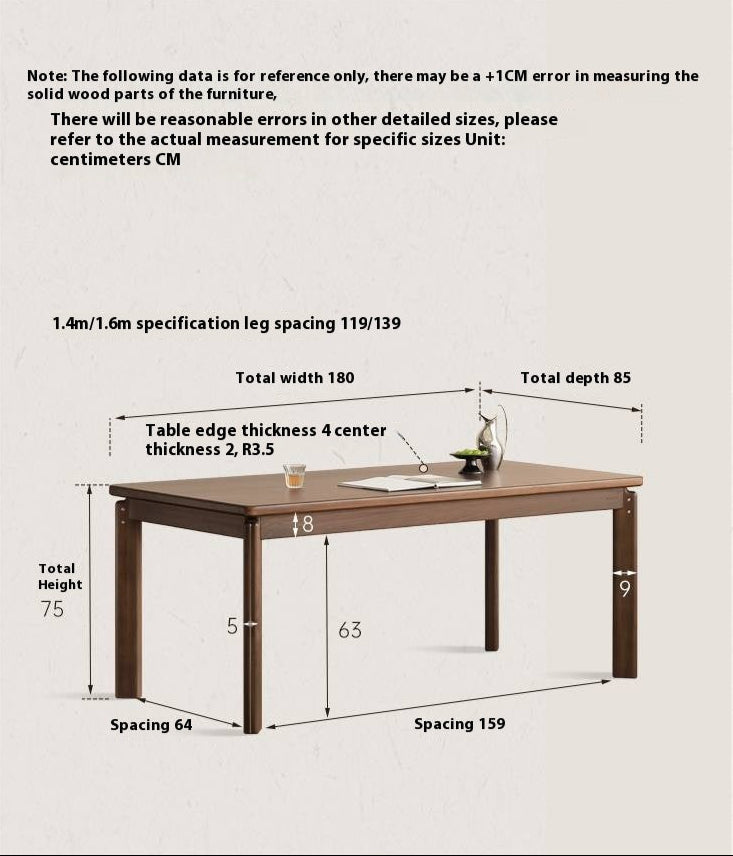 Black Walnut Solid Wood Retro Dining Table