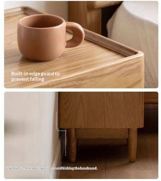 Ash, Oak, White Ash, White Oak, Sandalwood Solid Wood White Wax Small Nightstand