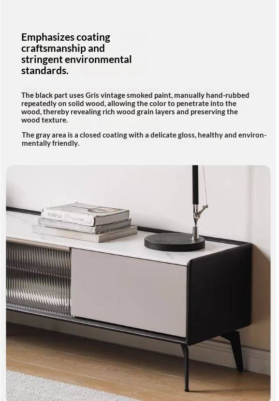 Tulipwood Solid Wood Light Luxury Rock Slab Double Drawer TV Cabinet