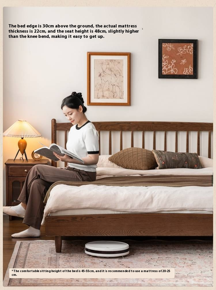 Oak Solid Wood Modern Simple Bed