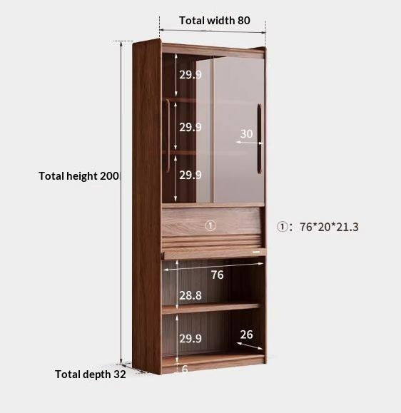 Black Walnut Solid Wood Combination Bookcase with Floor Display and Luxury Storage