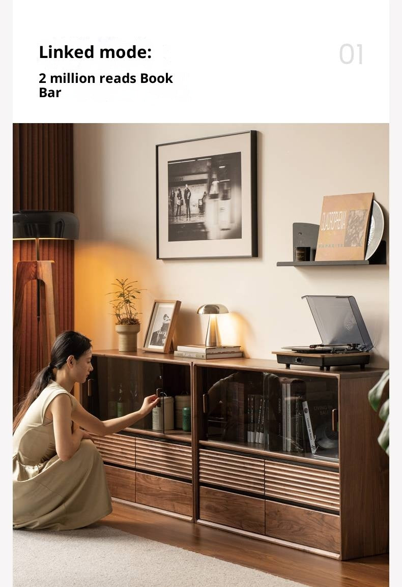 Black Walnut Solid Wood Italian Light Luxury Bookcase