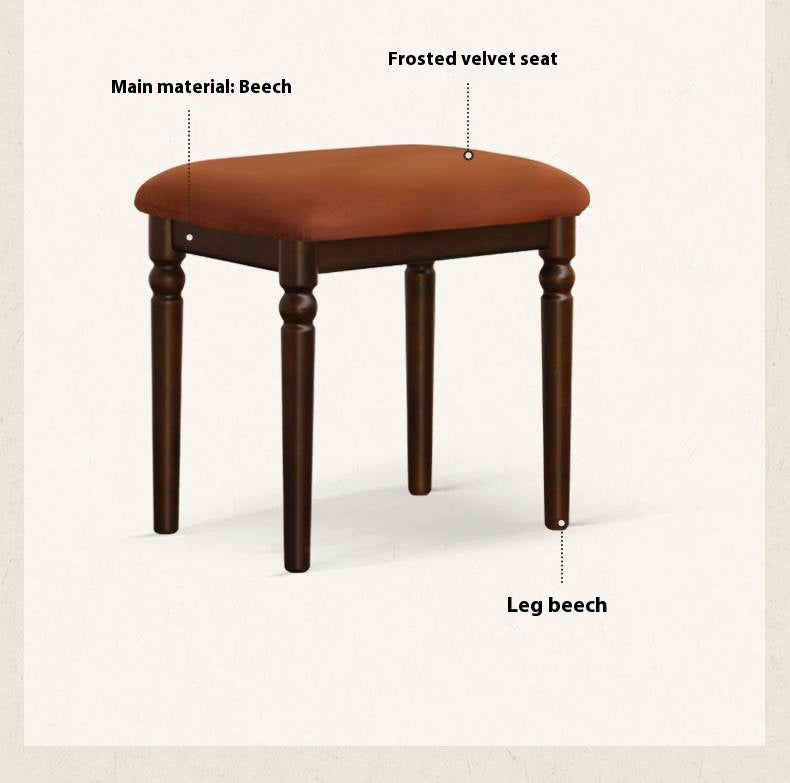 Beech Solid Wood American Retro Style Makeup Stool