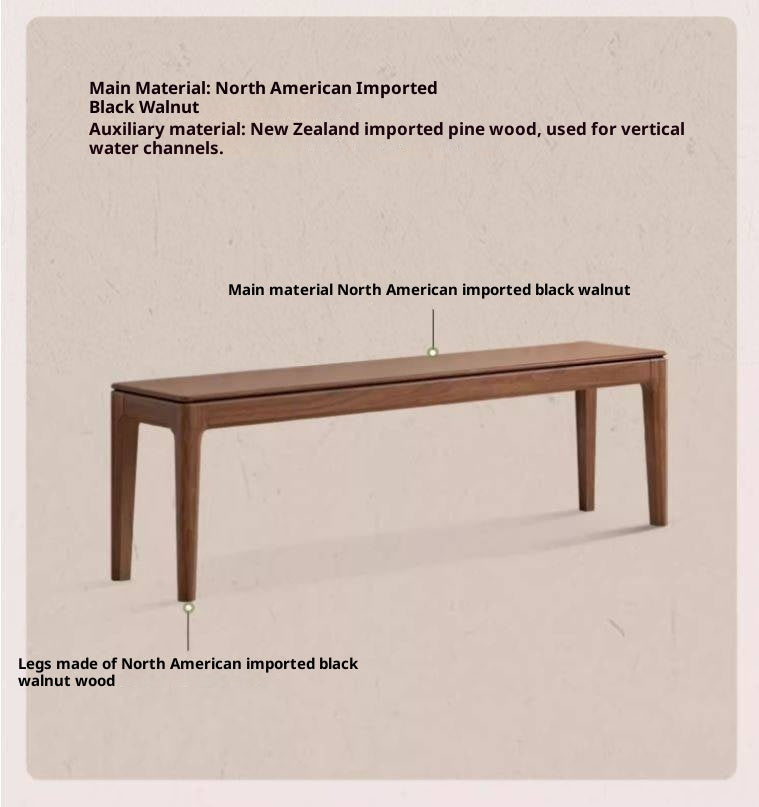 Black Walnut Solid Wood Nordic Long Bench