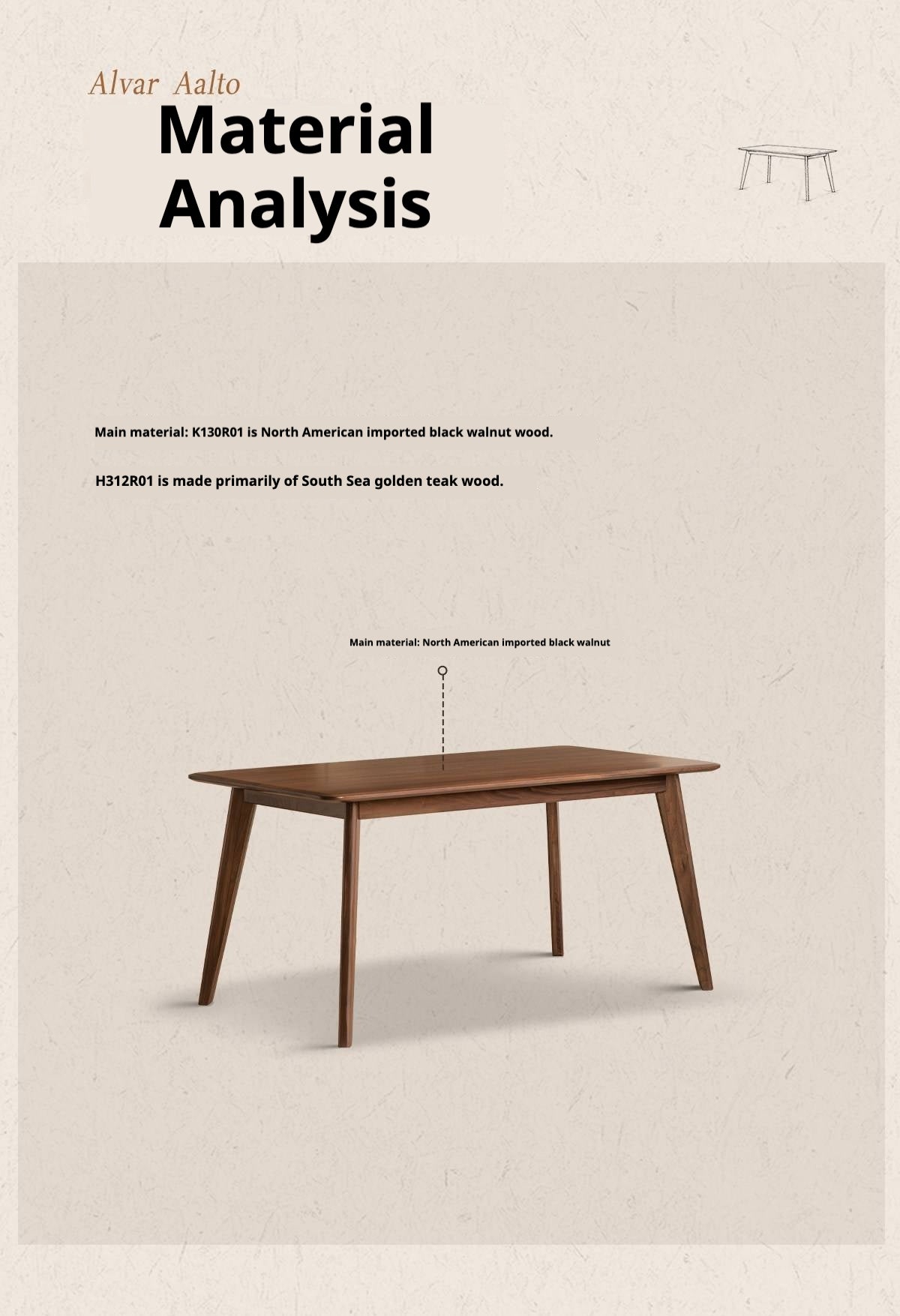Black Walnut, Golden Pearwood, Sandalwood Solid Wood North American Dining Table