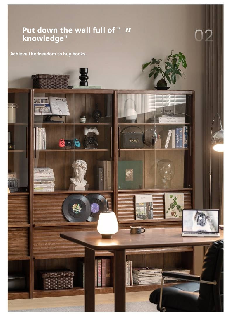 Oak Solid Wood Dustproof Bookcase